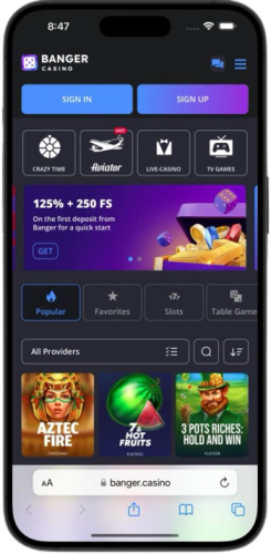 Banger Casino App on Mobile